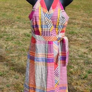 Tommy Hilfiger Patchwork Madras Plaid Wrap Dress XS